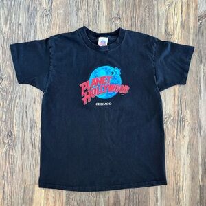 Vtg 90s Planet Hollywood Chicago Tee Shirt Mens Lg Black Single Stitch USA Made